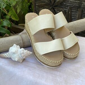 Esprit Cream Double-Strap Espadrille Platform Sandals